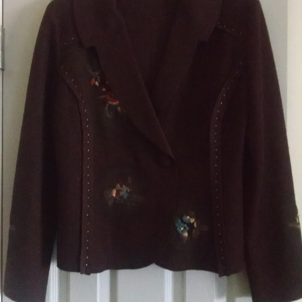 ALBERTO MAKALI Brown Embroidered Blazer